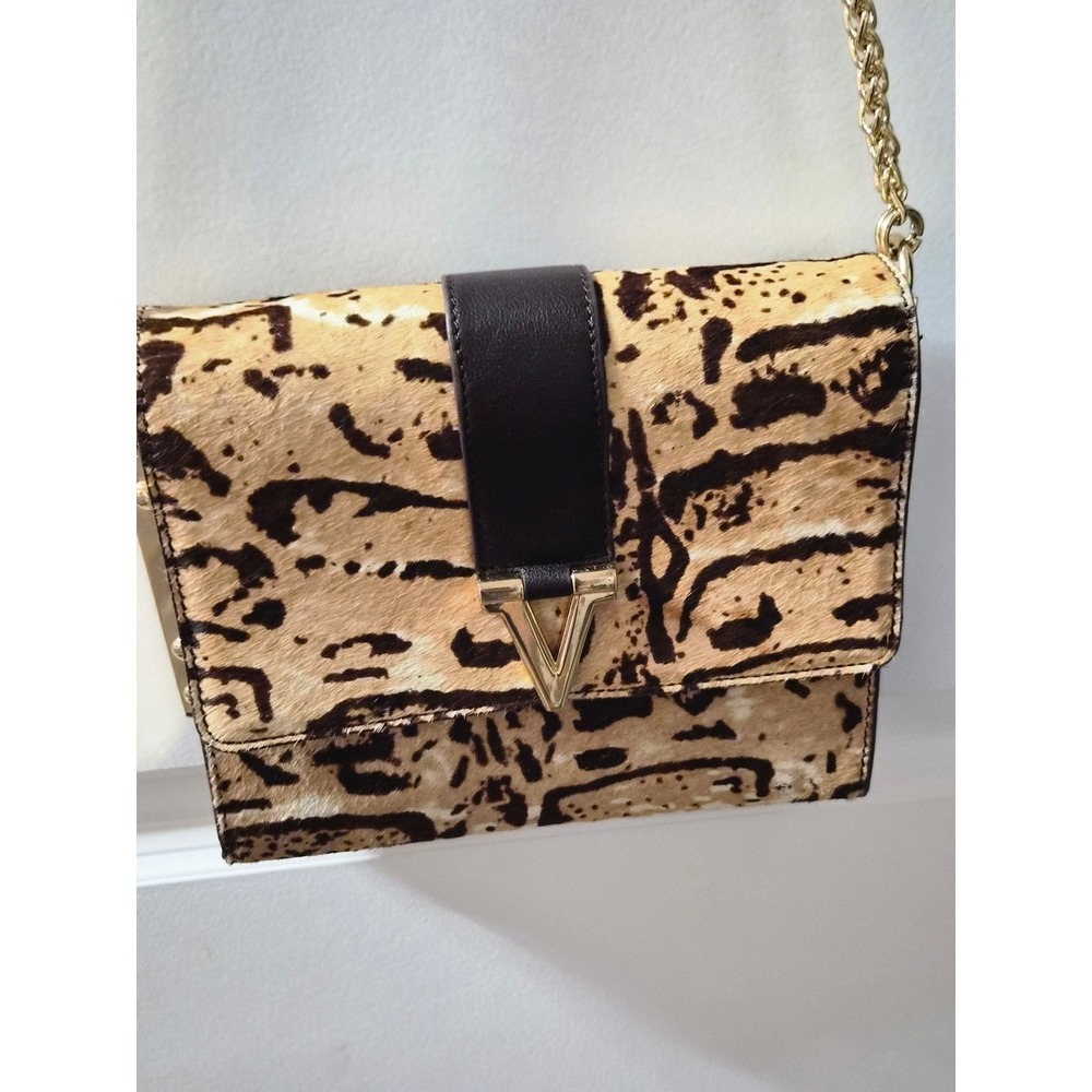 Vince‎ Camuto Leopard Print Calf Hair Gold Chain Shoulder Bag - Picture 3 of 12